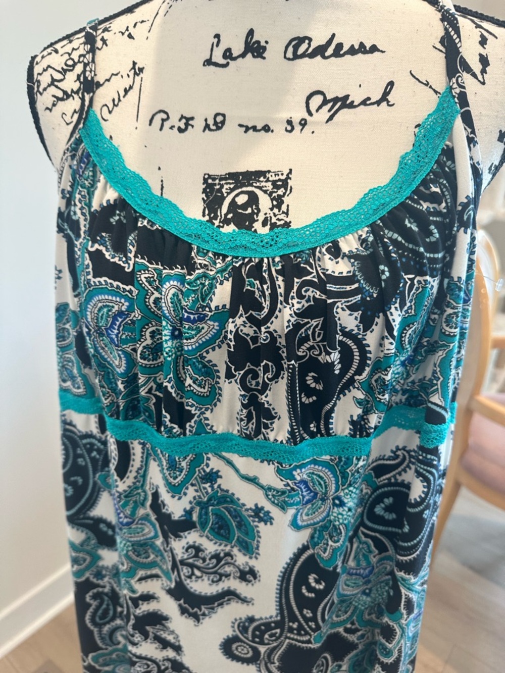 George Black & Teal Paisley Nightwear 2X